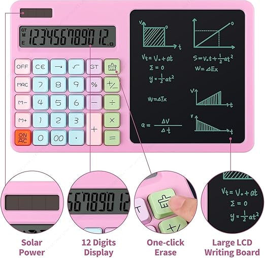 12-Digit LCD Writing Tablet with Notepad & Calculator
