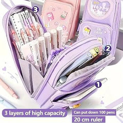 Cute Kawaii Pencil Case with Zipper, Stationery Organizer & Cartoon Design