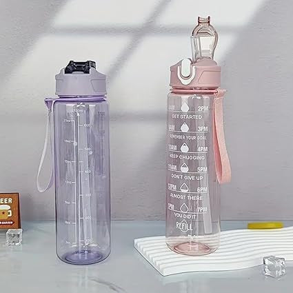 Transparent 900ml Motivational Sports Water Bottle