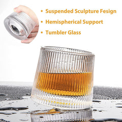 Set of 6 Rotatable Crystal Whiskey Glasses with Patterned Design