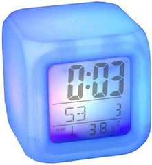 7-Color LED Digital Alarm Clock with Date, Temp & Auto Color Change