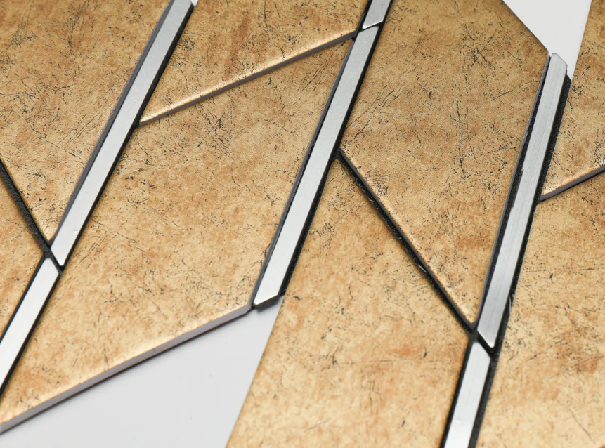 Rectangular Metal Tiles 3D Wall Paper - Self-Adhesive Backsplash for Modern Renovation