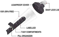 2-in-1 Water Bottle & Weekly Pill Organizer with Removable Compartments