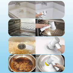 5-in-1 USB Rechargeable Electric Bathroom & Kitchen Cleaning Brush with 3 Heads