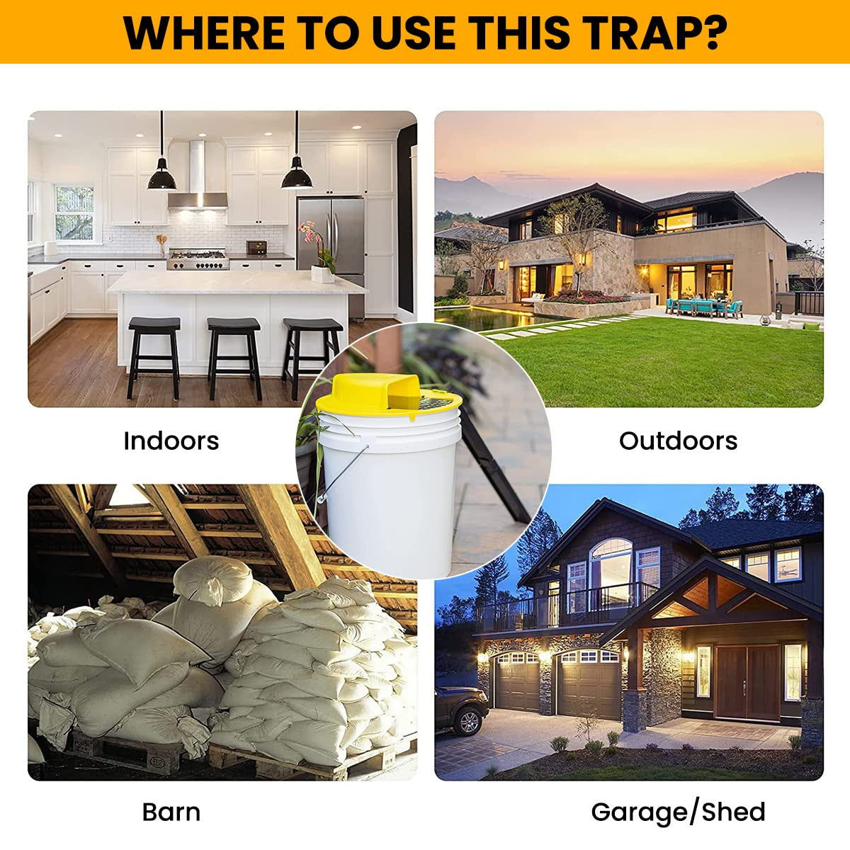 5-Gallon Bucket Mouse Trap with Trap Door Lid for Effective Catching