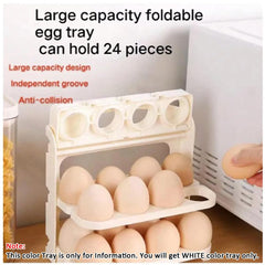 Foldable 3-Layer Egg Storage Box with 24-Grid, Reusable Refrigerator Organizer