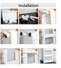 2-Layer Slim Plastic Storage Rack with Wheels for Kitchen & Laundry