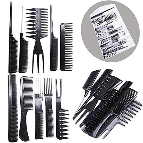 10-Piece Professional Salon Hair Styling Comb Set for All Hair Types