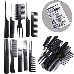 10-Piece Professional Salon Hair Styling Comb Set for All Hair Types