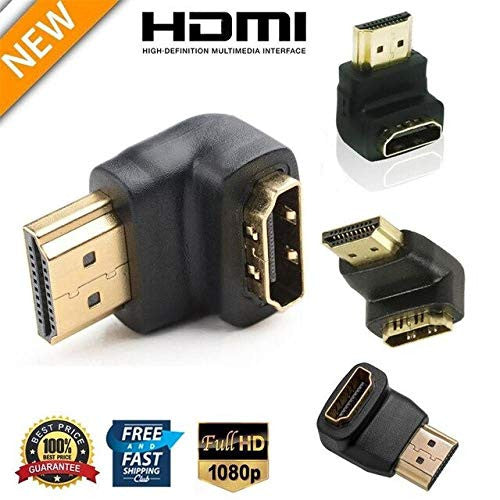 Storite Black 90° HDMI Male to Female L-Shaped Extender Adapter