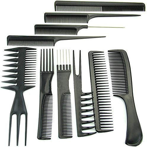 10-Piece Professional Salon Hair Styling Comb Set for All Hair Types