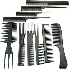 10-Piece Professional Salon Hair Styling Comb Set for All Hair Types