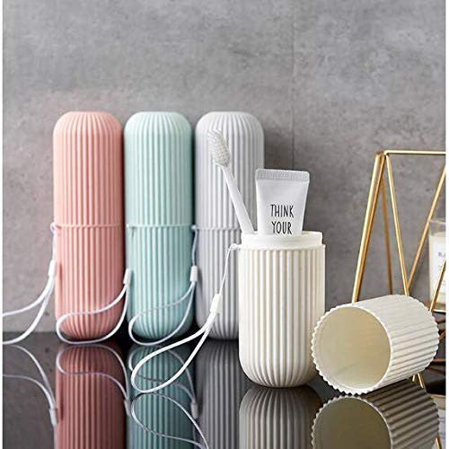 Portable Travel Toothbrush Holder Capsule with Tongue Cleaner, Compact & Lightweight