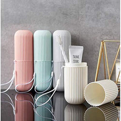 Portable Travel Toothbrush Holder Capsule with Tongue Cleaner, Compact & Lightweight