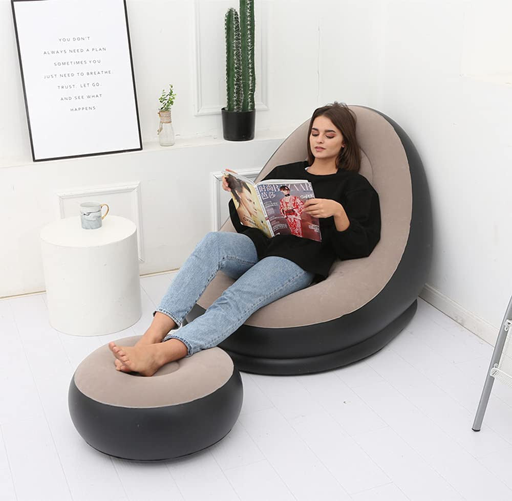 Inflatable Flocking Lounge Chair for Adults – Indoor & Outdoor Use