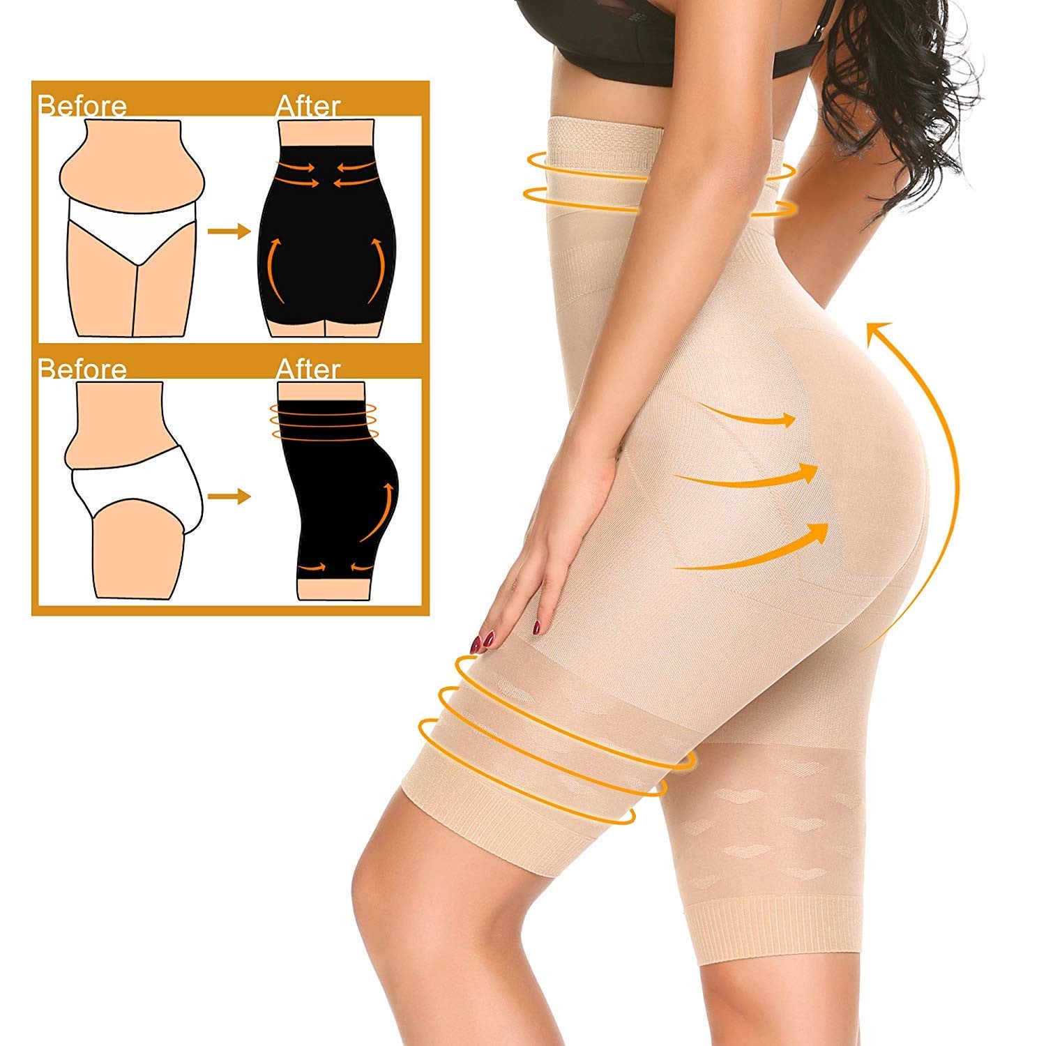 Skin Color High Waist Tummy Control Shapewear Shorts for Women