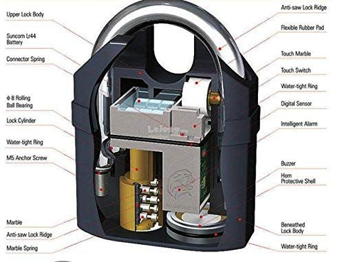 Black Motion Sensor Alarm Lock for Home & Bike Security