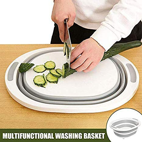 Foldable Multi-Function Kitchen Cutting & Washing Board with Colander