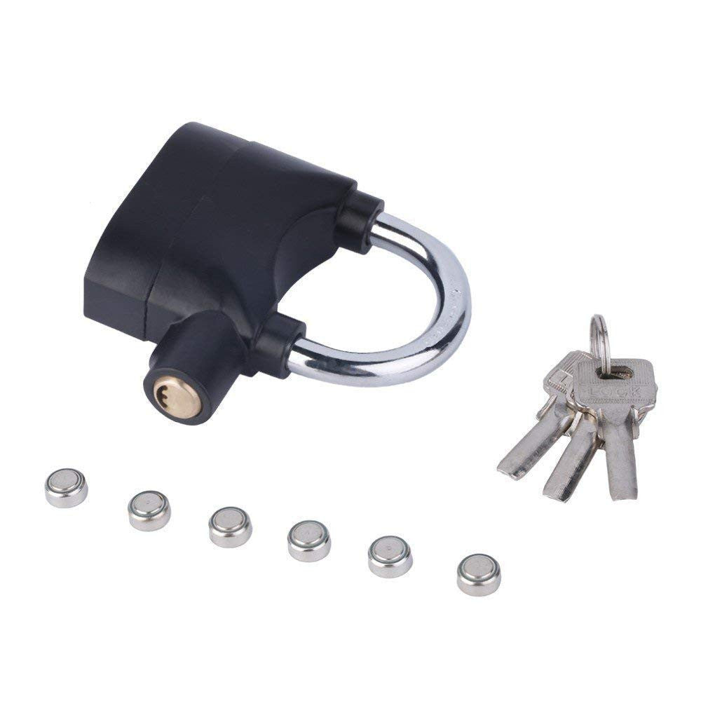Black Motion Sensor Alarm Lock for Home & Bike Security