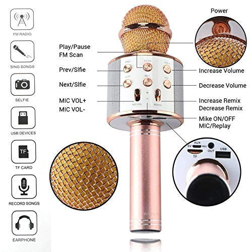 Wireless Bluetooth Round Microphone for Karaoke and Events