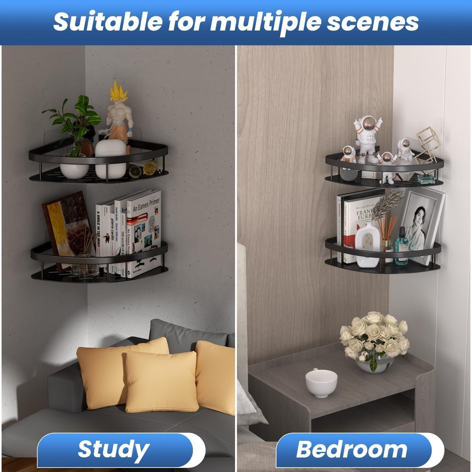 Aluminum Self-Adhesive Bathroom Corner Shelf & Storage Rack