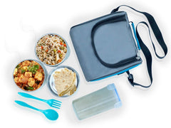 Green Leaf Stainless Steel Lunch Box Set with Bag and 3 Containers