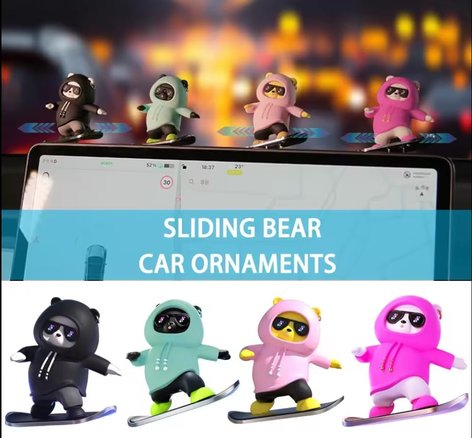 Sliding Bear Car Decor - Fun Skateboarding Interior Ornament