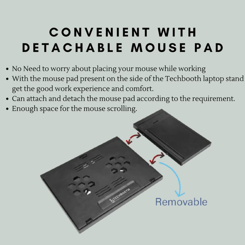 Adjustable Laptop Stand with Detachable Mouse Pad & Pen Slot