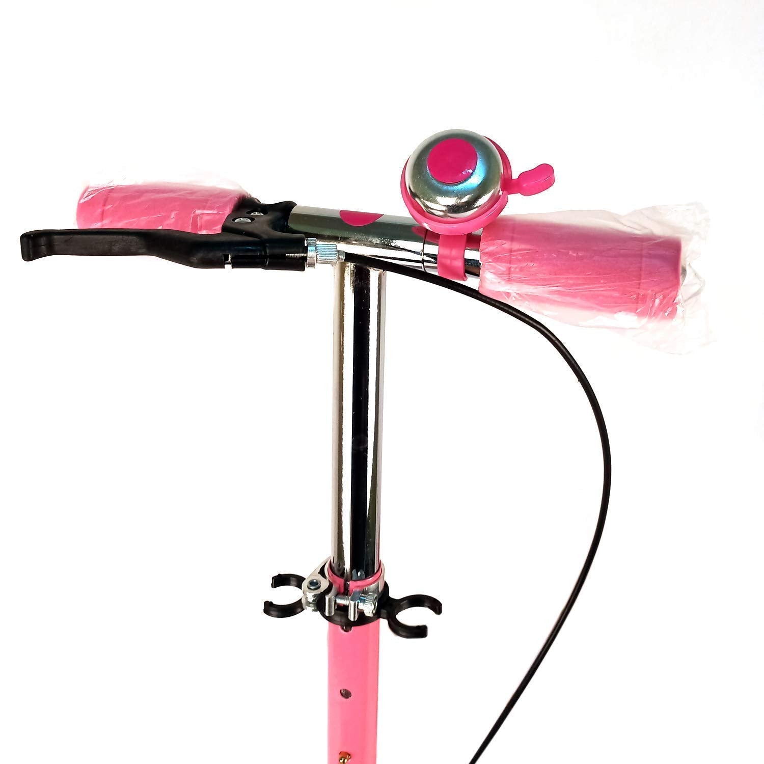Kids Pink 3-Wheel Foldable Scooter with Brake, Bell & LED