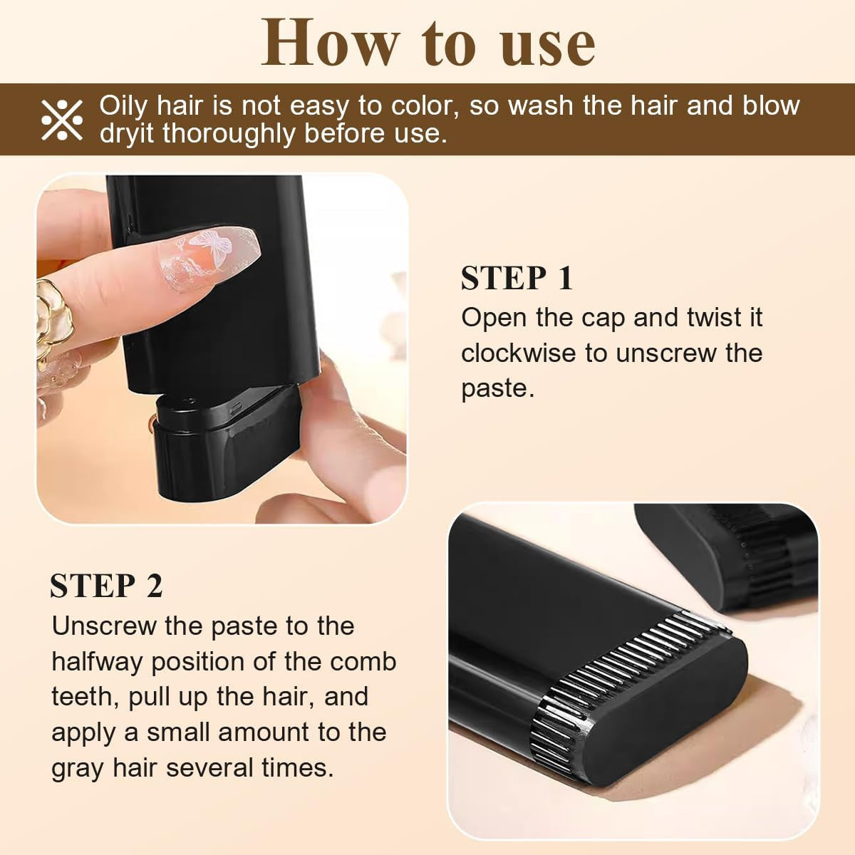 Hair Dye Stick & Touch-Up Comb for Easy Hair Coloring