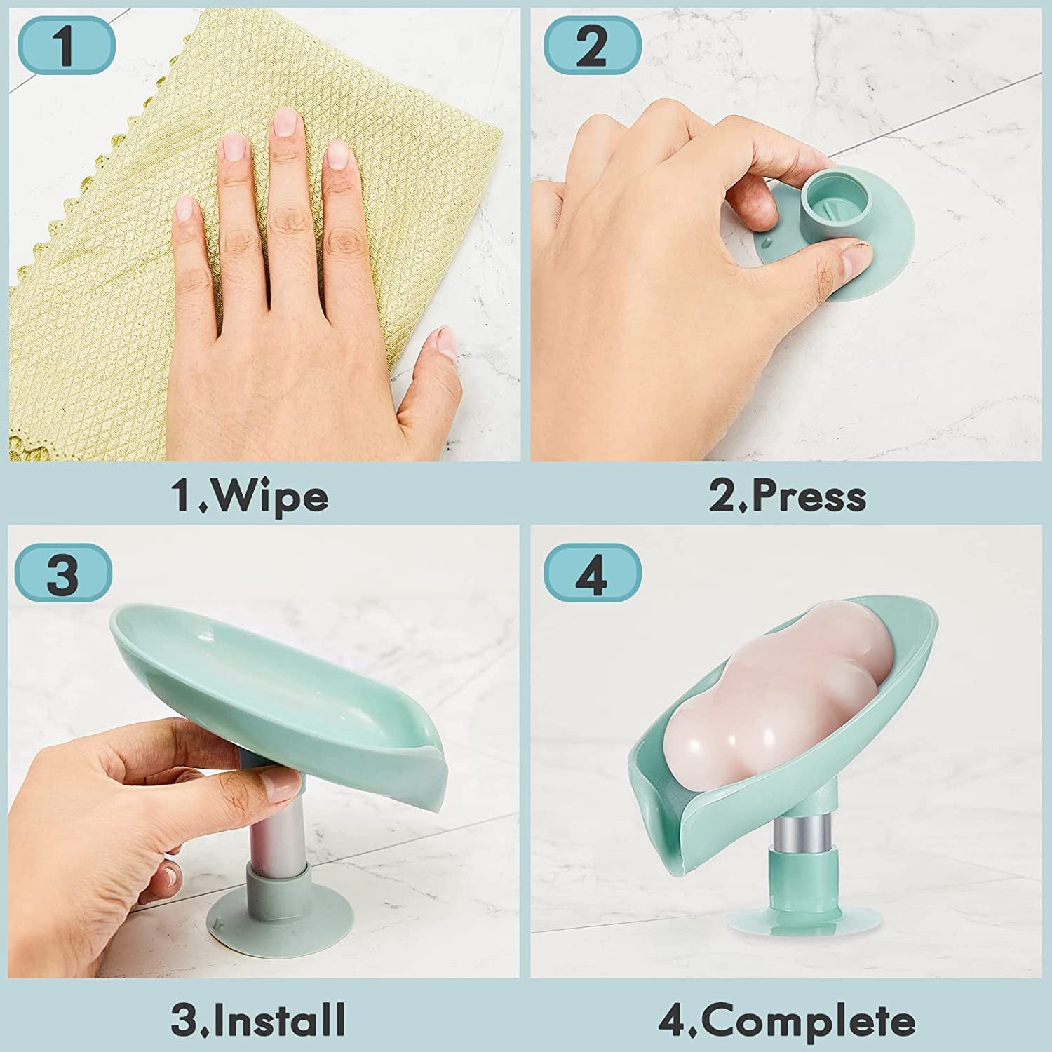 Leaf-Shape Suction Cup Self-Draining Soap Holder  - 1 Pc