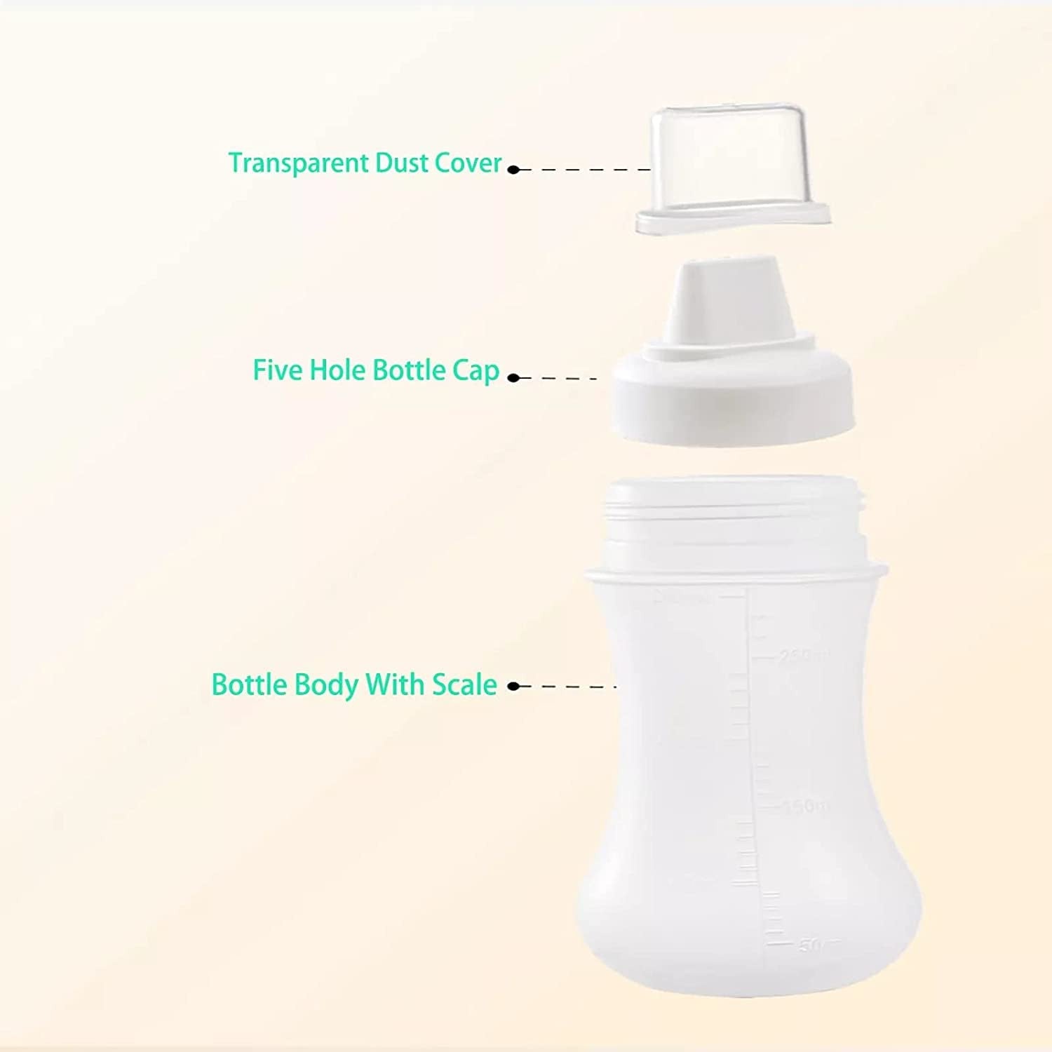 350ml Portable Squeeze Bottle with Lid & Five Holes for Sauces