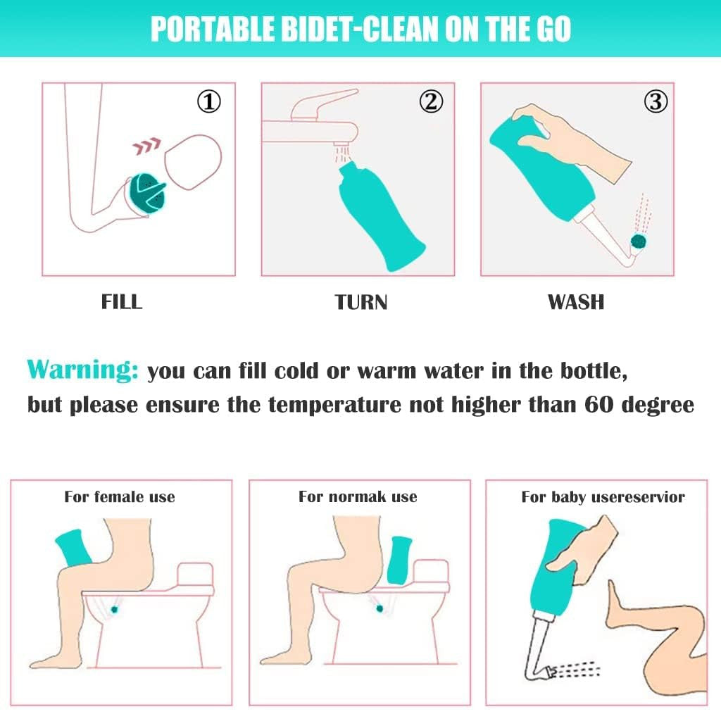 Portable Travel Bidet Bottle with Angled Nozzle Spray