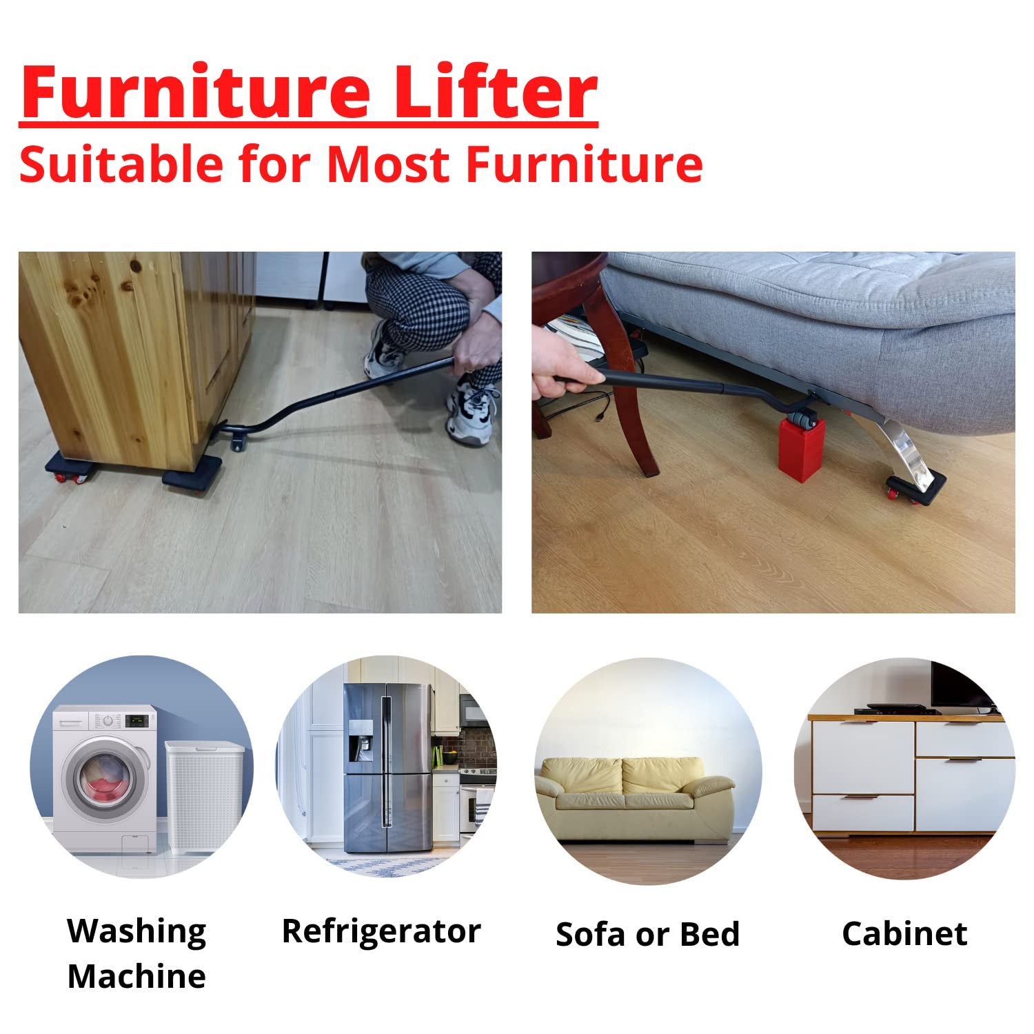 Heavy Furniture Lifter with Stand & Universal Rollers, 150kg Capacity