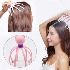 Octopus Head Scalp Massager with 8 Metal Ball Fingers for Stress Relief - 1 Pc