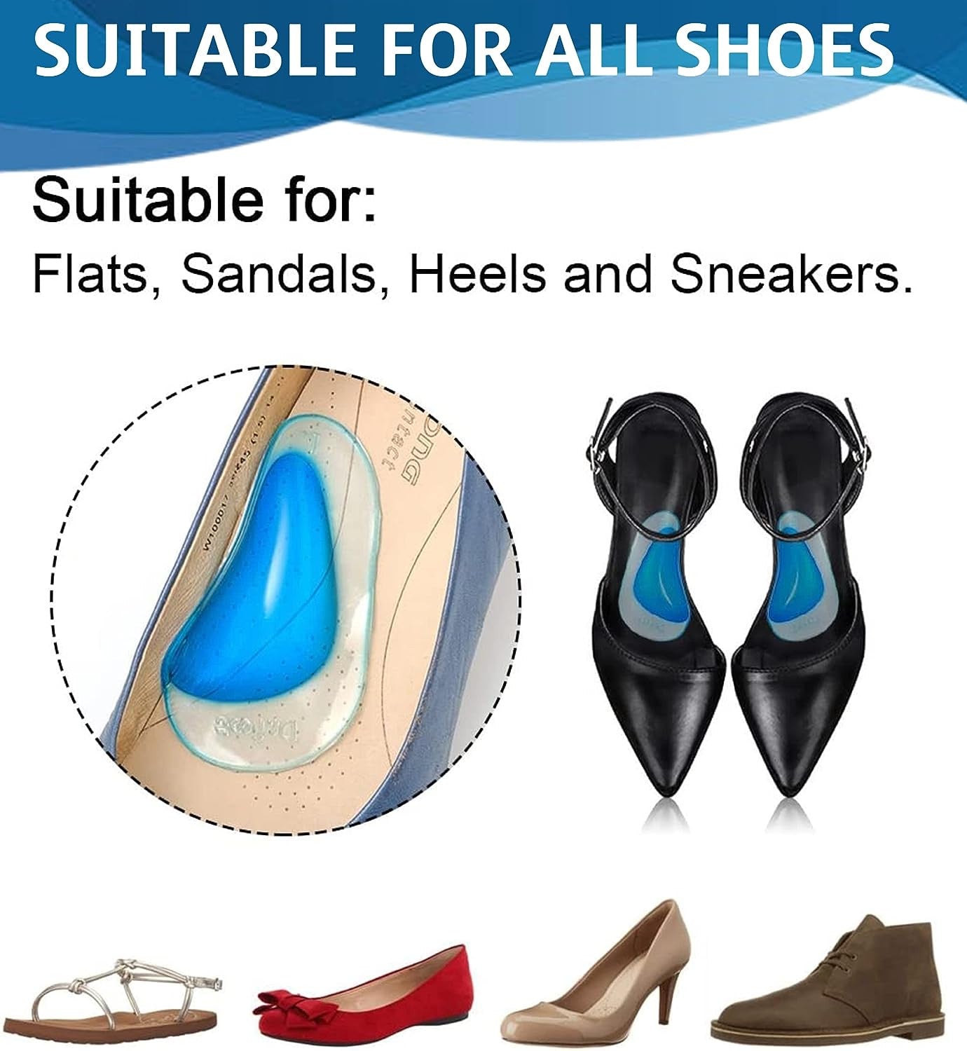 Gel Arch Support Insoles for Flat Feet & Plantar Fasciitis Relief