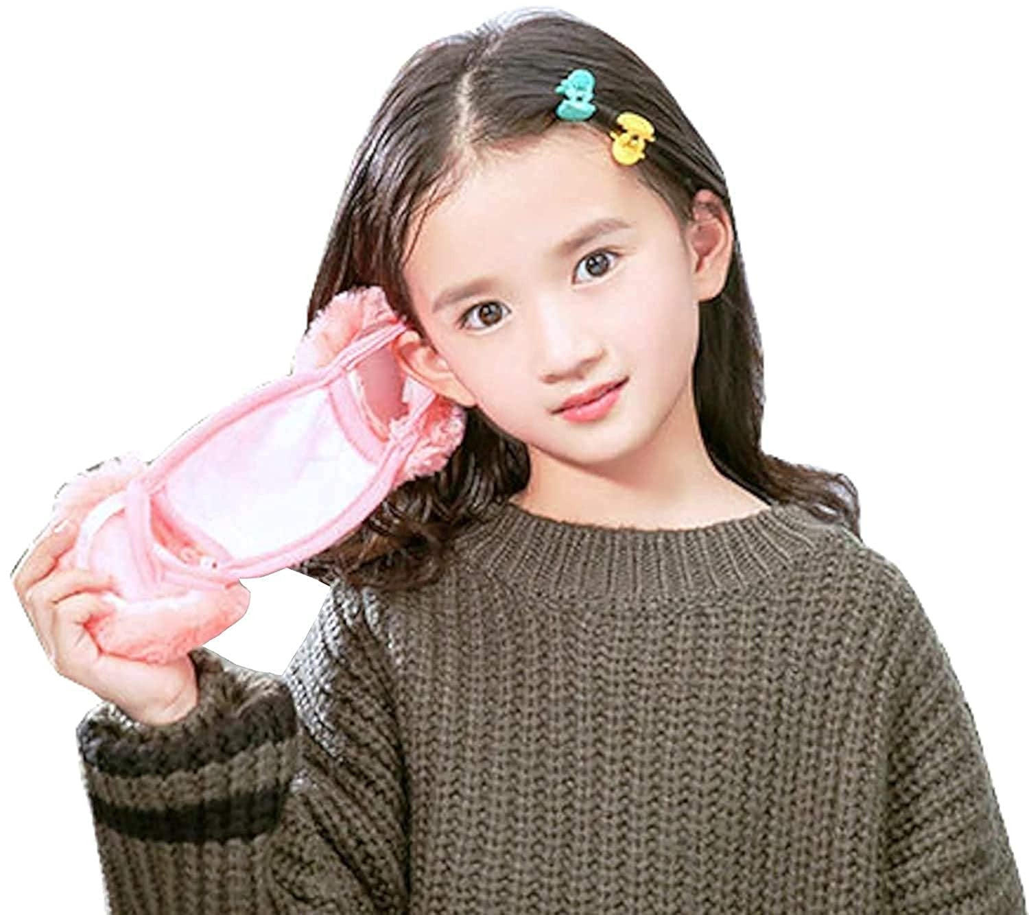 Kids' Warm Winter Face Mask with Plush Earmuffs for Girls & Boys