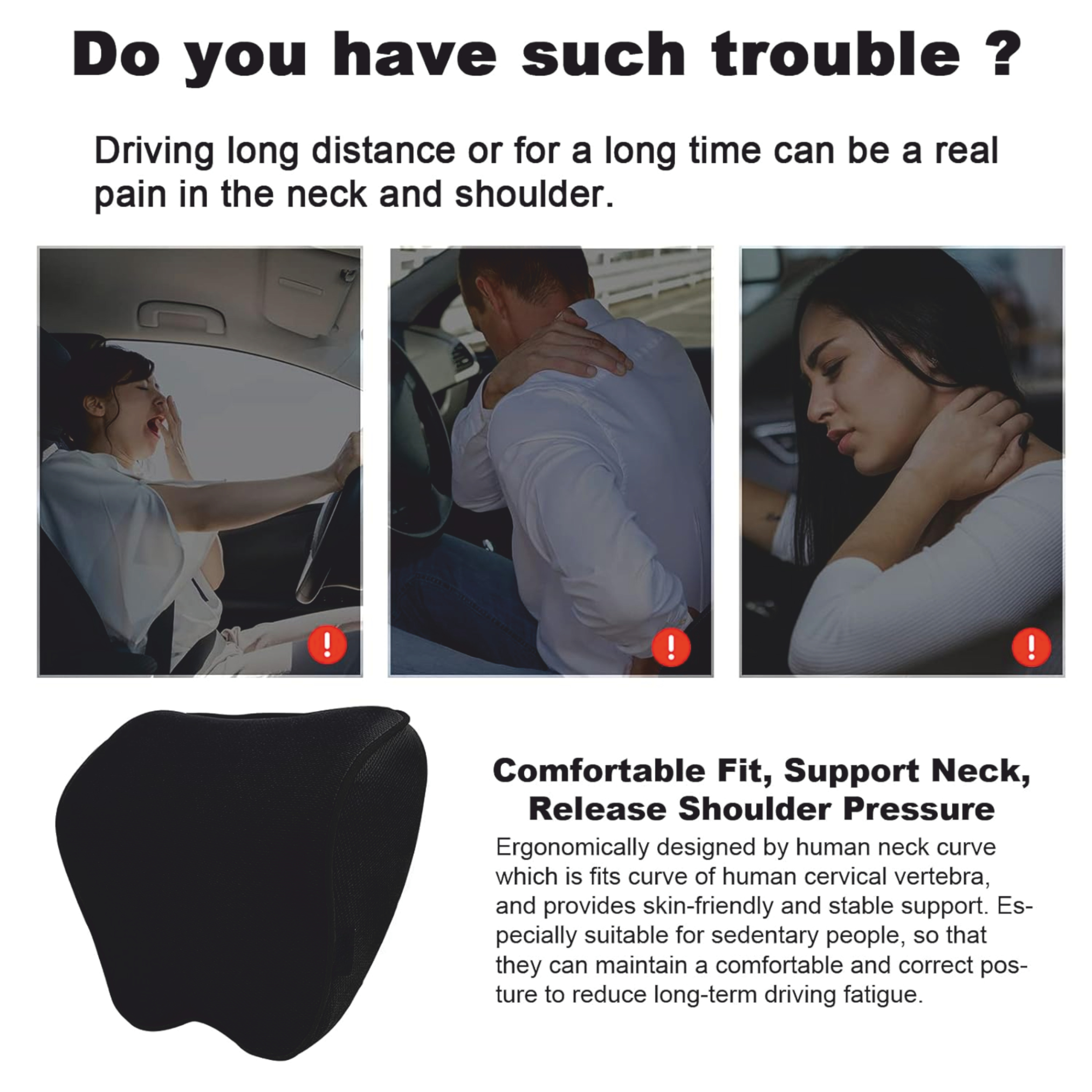 ComfortMax Memory Foam Car Head Rest Pillow for Ultimate Support