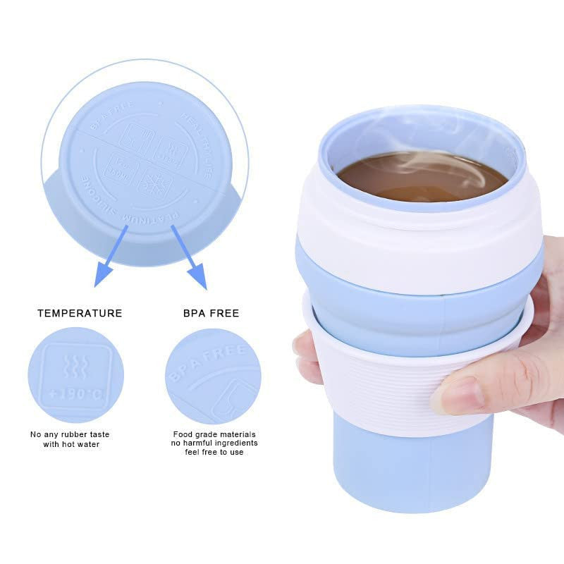 350ml Foldable Travel Coffee Cup with Lid – Leakproof, Space-Saving Mug