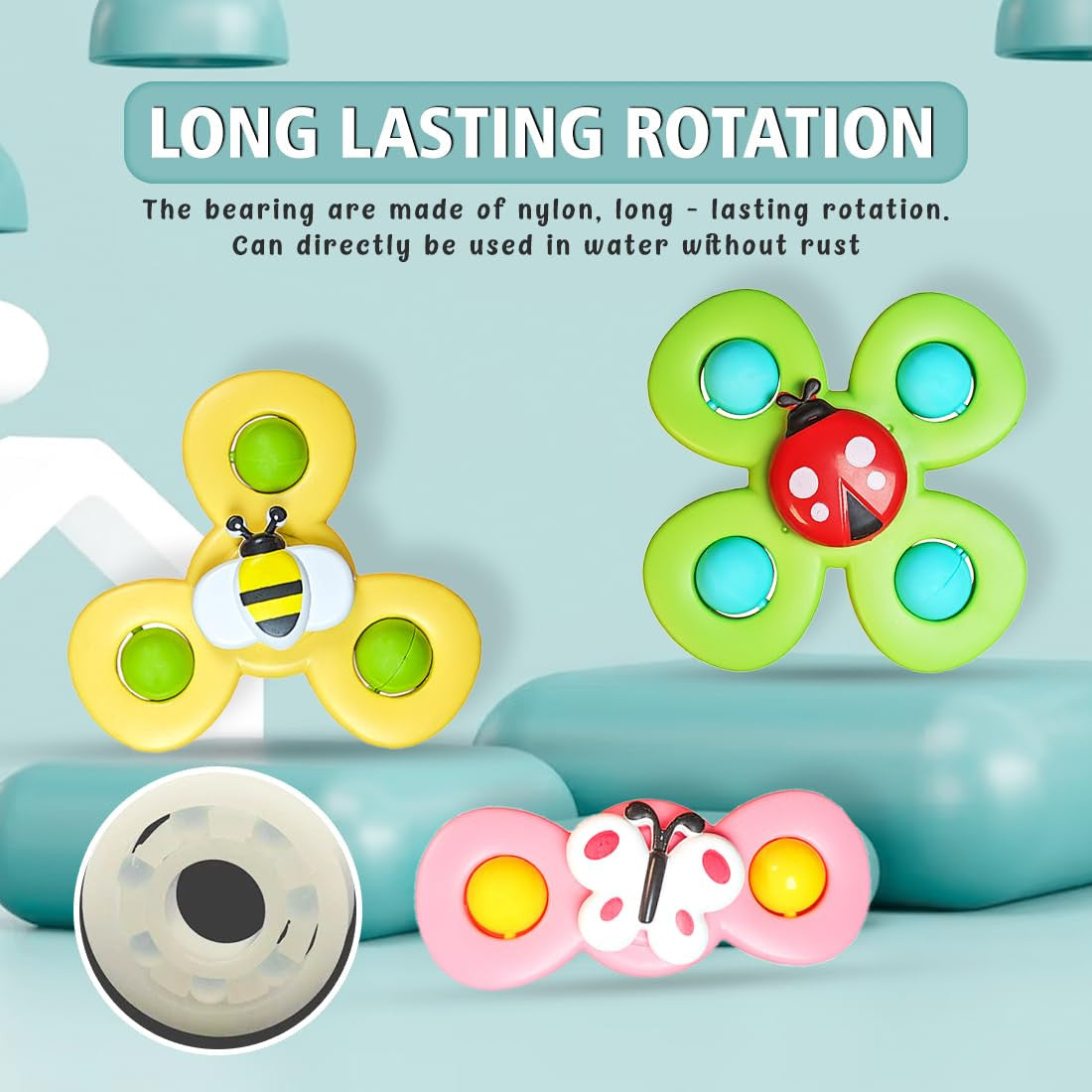 3-Pack Suction Cup Spinner Toy for Baby Bath & Play