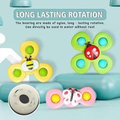 3-Pack Suction Cup Spinner Toy for Baby Bath & Play