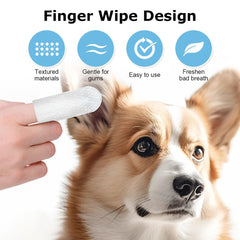 Dog & Pet Ear Cleaning Wipes - 50 Pack Finger Cover Wet Wipes