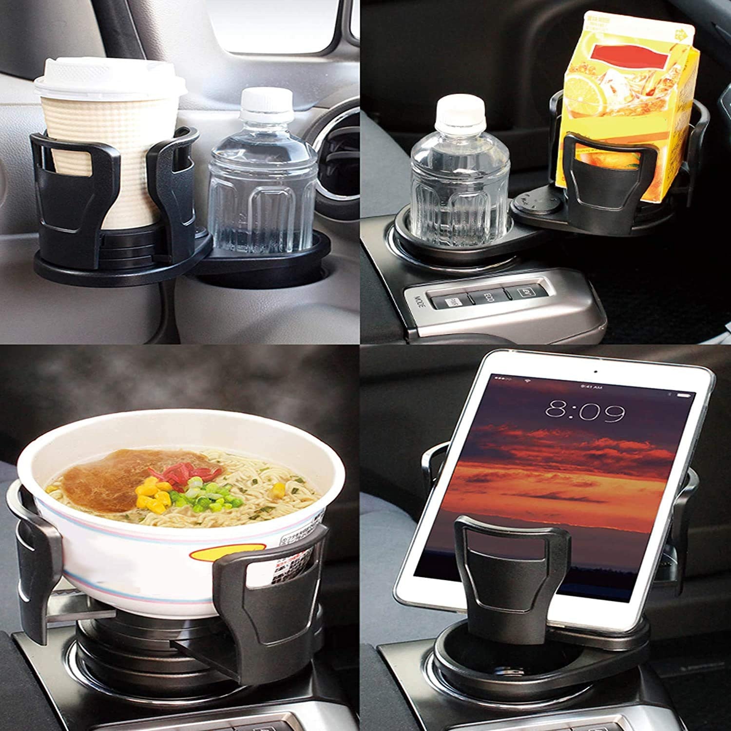 Multifunctional 2-in-1 Car Cup Holder Extender with Phone & Snack Storage