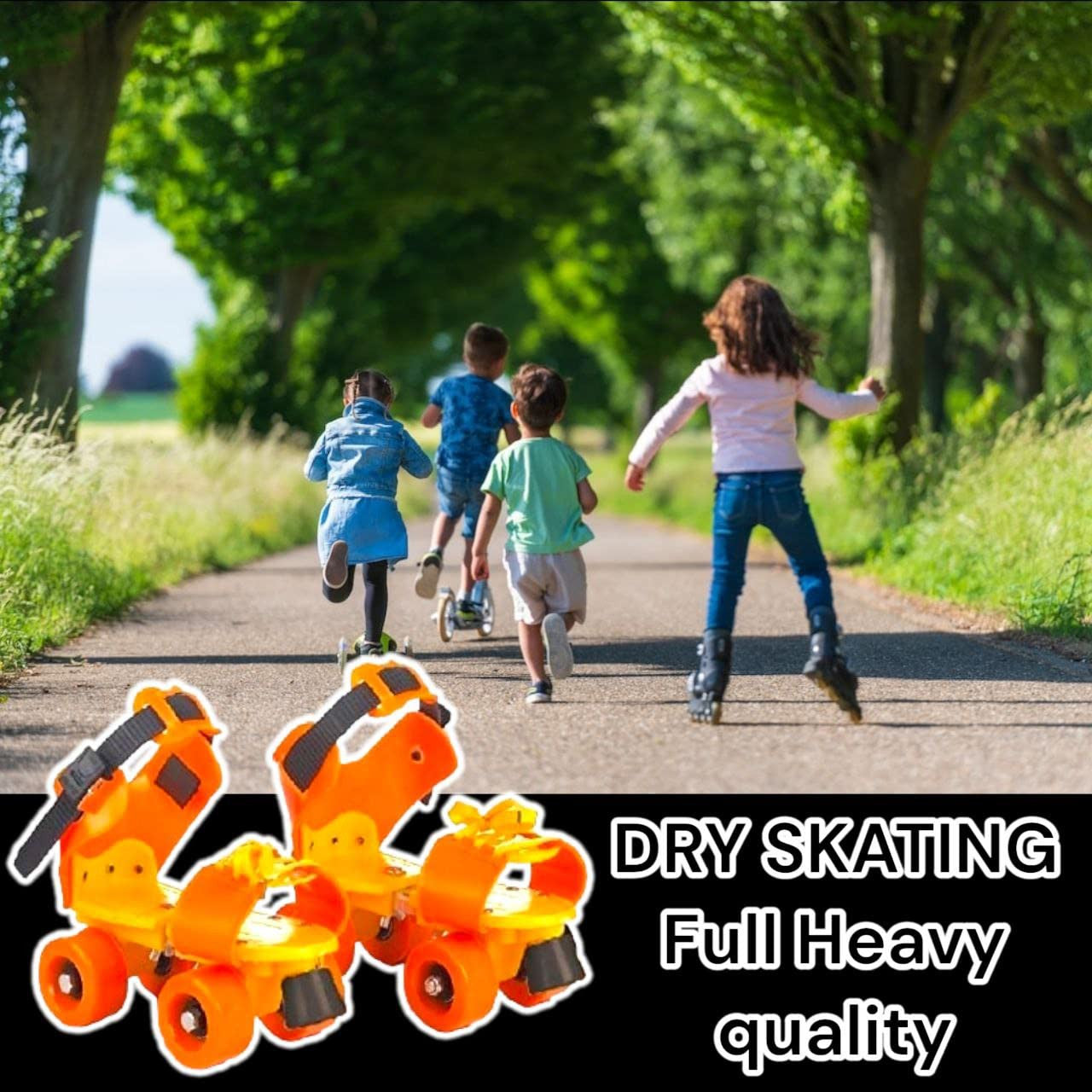 Adjustable Orange Yellow Kids Roller Skates for Ages 5-15