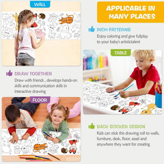 Drawing Roll with Sheets, Color Filling Stickers & Poster for DIY Art