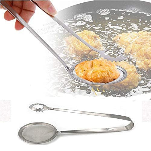 2-in-1 Fry Tool & Strainer: Multi-Functional Stainless Steel Tongs