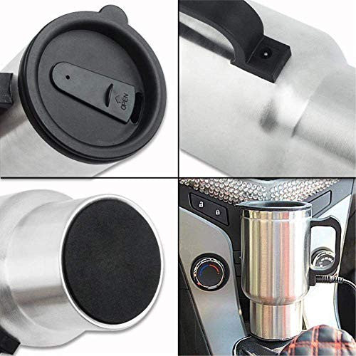 Stainless Steel Car Travel Mug with 12V Electric Kettle & Heating