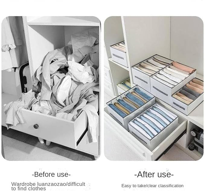 6-Compartment Wardrobe Clothes Organizer Storage Box