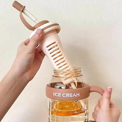 Ice Cream 1300ml Water Bottle with Straw - Fun & Refreshing