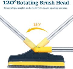 2-in-1 Tile Cleaning Brush with Scraper and Squeegee